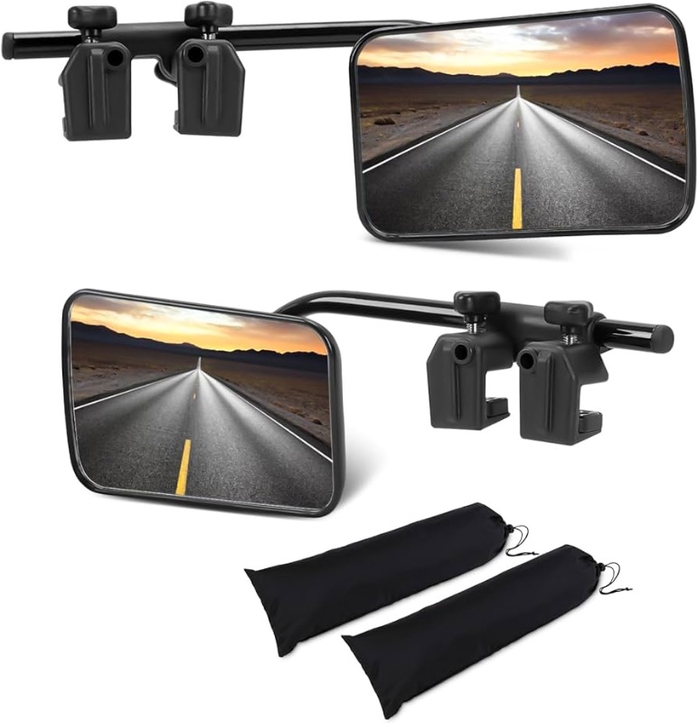 Photo 1 of *** PART ONLY*** ***NONREFUNABLE*** Universal Clip on Towing Mirror Extensions, Side Mirror Extenders for Towing, 360° Rotation Adjustable Tow Trailer Mirrors Truck Mirror Extensions for Towing with Clamp for Cars Vehicle SUV RV, 1PCS