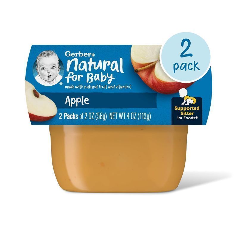 Photo 1 of *** NONREFUNABLE*** EXP 31 DEC 2024****** FACTORY SEALED***Gerber 1st Foods Baby Food, Apple Puree, Natural & Non-GMO, 2 Ounce Tubs, 2-Pack (Pack of 8)