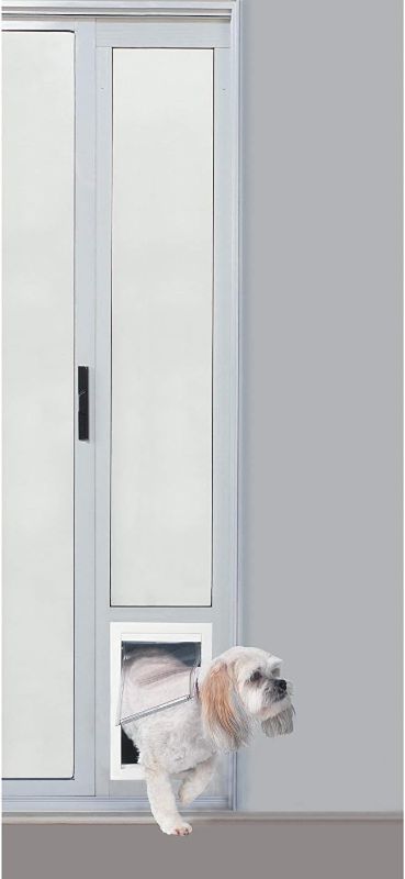 Photo 1 of *** FACTORY SEALED***Ideal Pet Products Aluminum Pet Patio Door, Adjustable Height 77-5/8" to 80-3/8", 5" x 7" Flap Size, White White 5" x 7" Flap Size