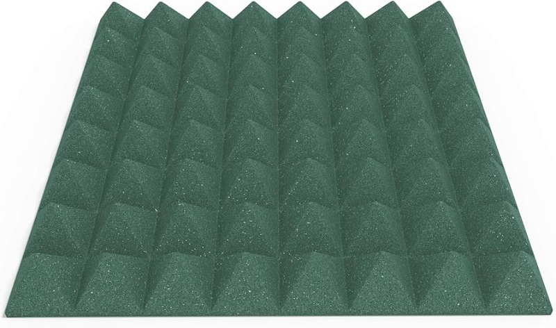 Photo 1 of ***ONLY  2 IN BOX*** Acoustic Foam Pyramid Panels 24x24 Inch 12 Pack, 48 Square Feet, Used for Recording Studio Sound Reduction, Pyramid Style Soundproofing Tiles, 48 Sq Ft (3 Inch Thick, Forest Green)