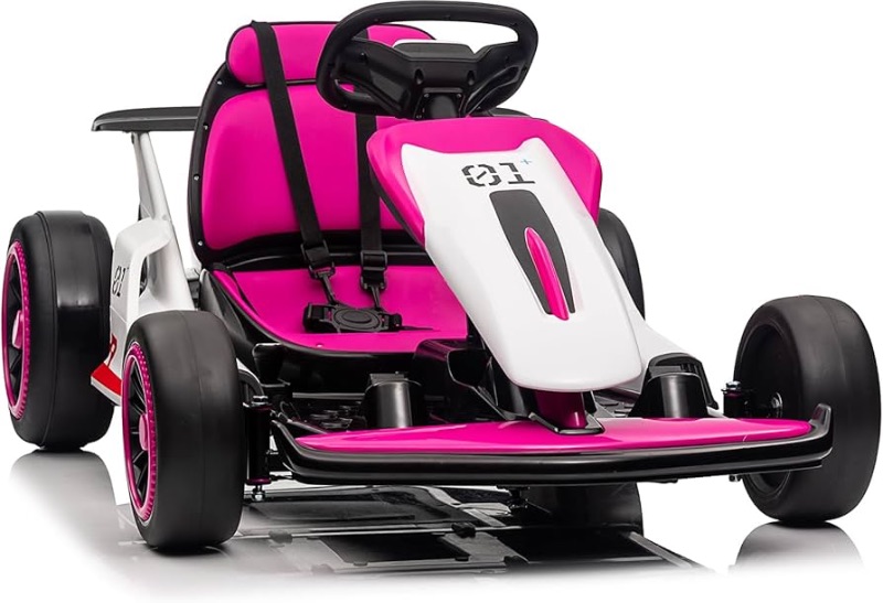 Photo 1 of **"USED"" APPEARS NEW*** Kids Go Kart, Ride On Drift Kart with Dual 200W Motors, 24V Battery Powered Electric Drift Car, Outdoor 2-Speed Ride On Racing Toy for Boys Girls 6+, 8.1 Mph Max Speed, Pink+White
