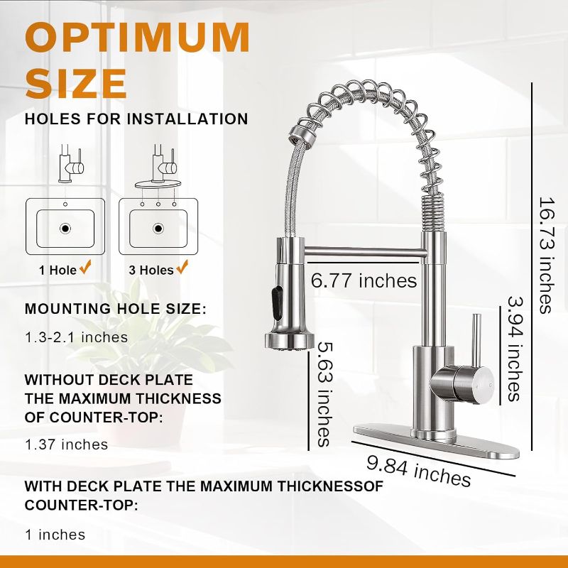 Photo 1 of (READ FULL POST) HGN Kitchen Faucet with Pull Down Sprayer,Commercial Single Handle Kitchen Sink Faucets for Farmhouse Camper Laundry Utility Rv Wet Bar Sinks Brushed Nickel
