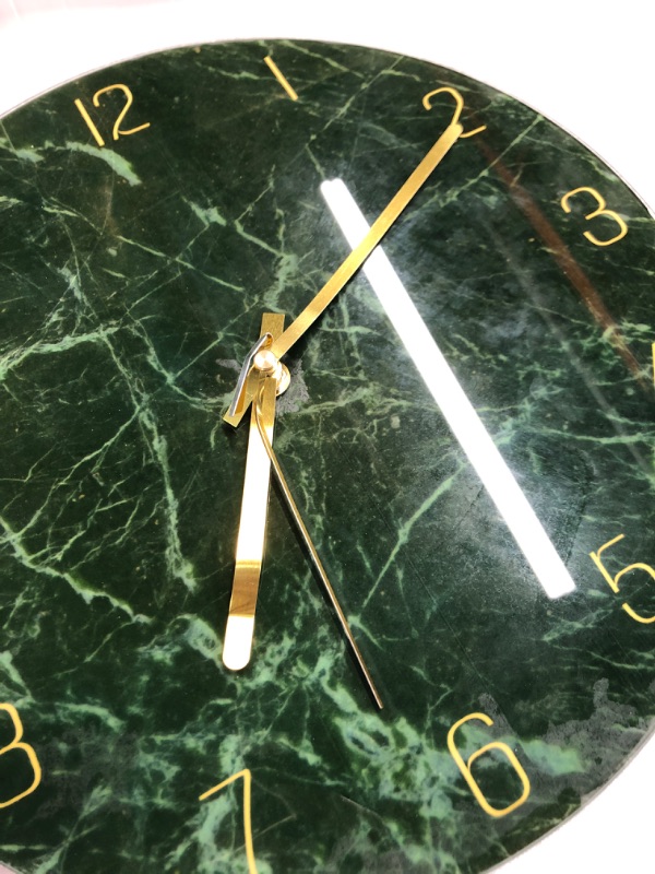 Photo 4 of (Minor Damage/ See Notes)
Constantplanet Abatract Wall Clock for Bedroom - Glass Teal Wall Clock Battery Operated 14 Inch - Marble Pattern Analog Wall Clock Silent