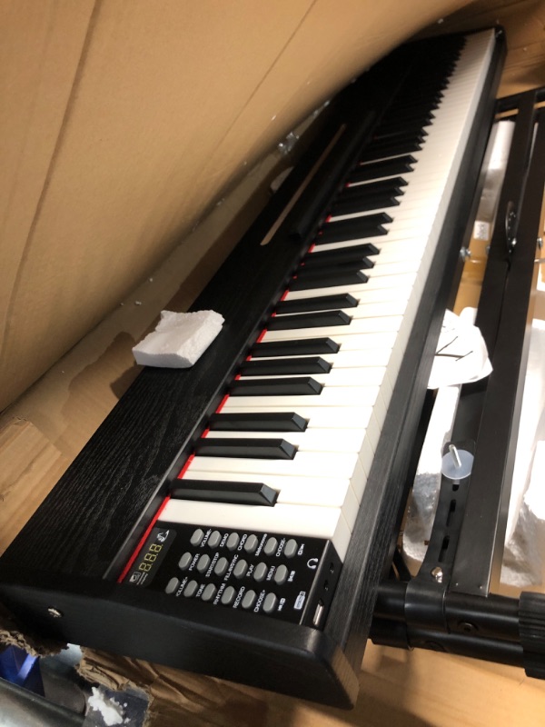 Photo 2 of ***DAMAGED - METAL BENT - MISSING POWER CORD - DOESN'T POWER ON - SEE PICTURES***
Efghfdh 88 Key Digital Piano Keyboard,88 Key Full Size Weighted Hammer Action Electric Keyboard Piano with 200 Rhythms,200 Tones, Piano Keyboard with Stand, TriplePedal,Head