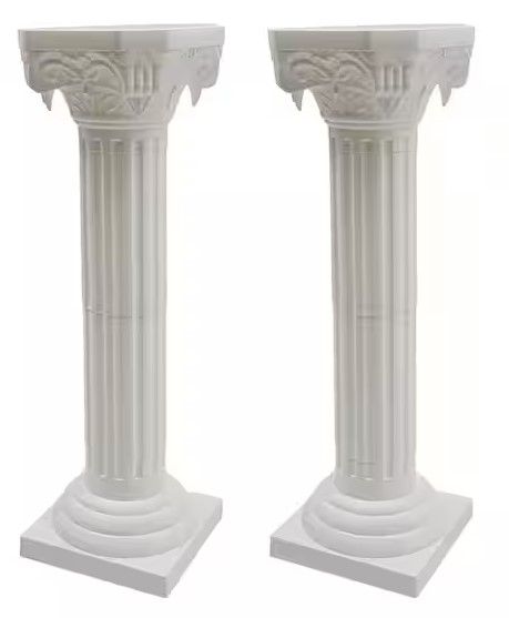 Photo 1 of (SINGLE) 34.65 in. H White Wedding Party Event Decorative Roman Column Wedding Flower Stand (Pack of 1) 


