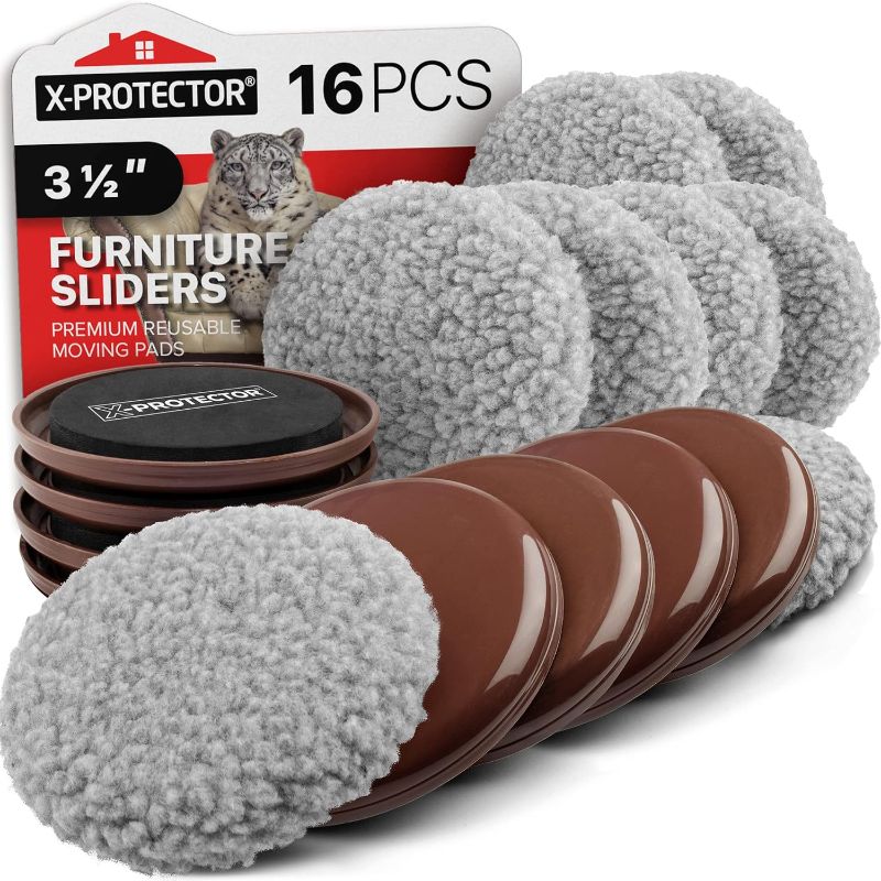 Photo 1 of 
Furniture Sliders X-PROTECTOR - 8+8 Pack 3 1/2” - Multi-Surface Furniture Sliders for Carpet & Hard Floors - 8 Furniture Movers 