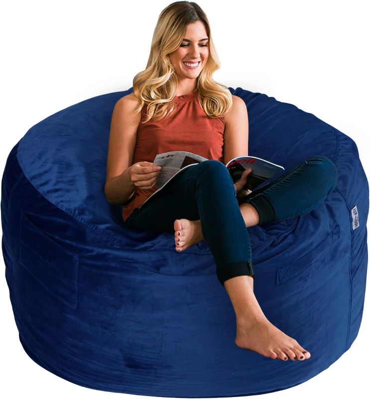 Photo 1 of ***STOCK PHOTO REFERENCE ONLY***
 Bean Bag Chair 3Ft Luxurious Velvet Ultra Soft Fur with High-Rebound Memory Foam Bean Bag Chairs for Adults Plush Lazy Sofa with Fluffy Removable Sponge (Blue)