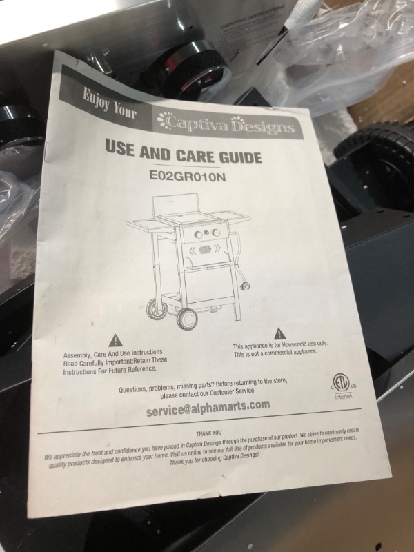 Photo 8 of ***USED - DAMAGED - DENTED - COVERED IN SCRATCHES - MISSING GRIDDLE - OTHER PARTS LIKELY MISSING AS WELL - SEE PICTURES***
Captiva Designs 2-Burner Propane Gas BBQ Grill with Cast Iron Griddle Pan, 20,000 BTU Output Small Barbecue Grill for Outdoor, Patio