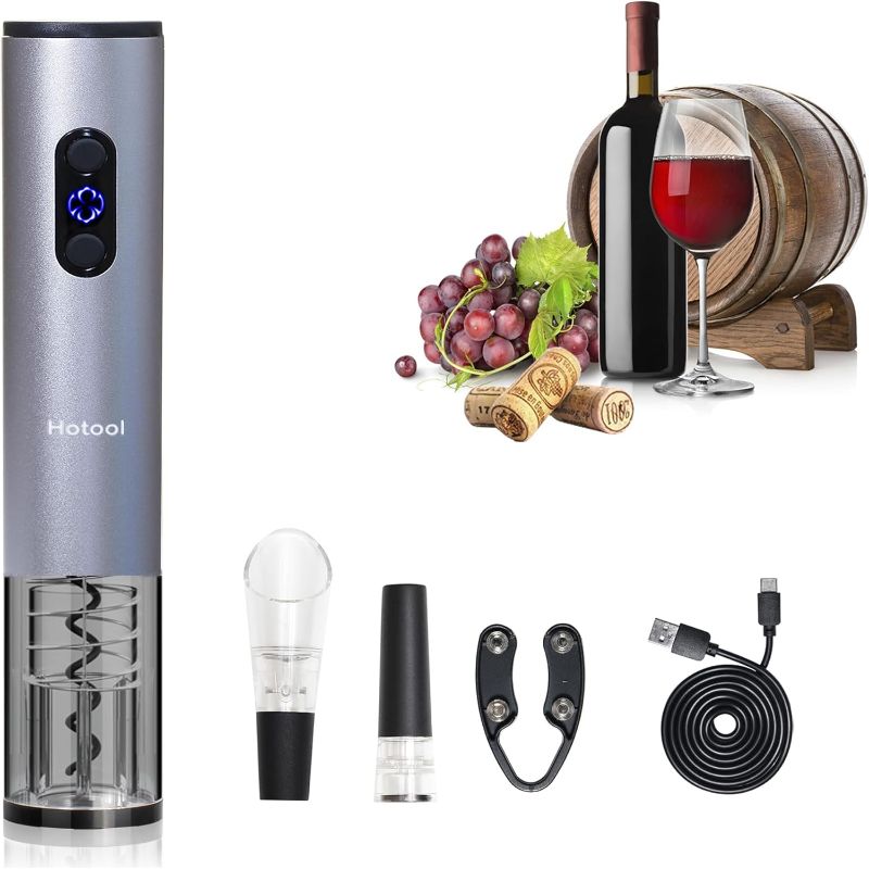 Photo 1 of ***SIMILAR TO STOCK PHOTO**

Electric Wine Bottle Opener Automatic Wine Opener Rechargeable Electric Corkscrew with Wine Aerator,Foil Cutter,Wine Stopper,USB-C Charge Cable