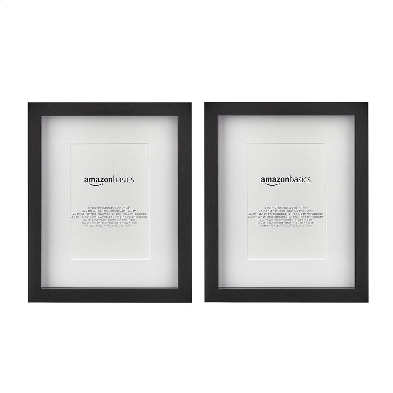 Photo 1 of 
Amazon Basics Rectangular Photo Picture Frame 8'' x 10'' & 5'' x 7'' with Mat, 2-Pack, 11.18 x 9.21 inches, Black