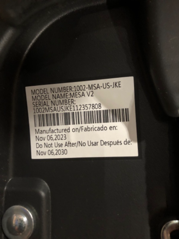 Photo 3 of ***DIRTY*** UPPAbaby Mesa V2 Infant Car Seat/Easy Installation/Innovative SmartSecure Technology/Base + Robust Infant Insert Included/Direct Stroller Attachment/Jake (Charcoal) MFD. 11/23