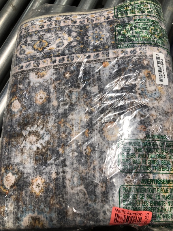 Photo 1 of Runner Rug Hallway Runner Rug Washable Kitchen Runner Rugs with Rubber Backing 2'6''x8' 100% Polyester Vintage Rug for Entryway Indoor, Kitchen, Laundry, Bedroom (Grey Brown Blue Yellow)