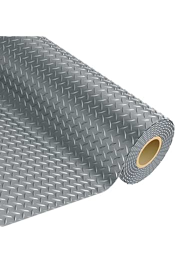 Photo 1 of  20 FT Garage Floor Mat, 2.8mm Thicked Flooring Roll Diamond Plate PVC Rubber Trailer Mat