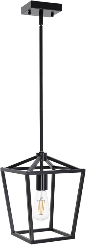 Photo 1 of ***STOCK PHOTO REFERENCE ONLY***
1 Light Modern Lantern Dining Room Pendant Lighting,Matte Black Industrial Kitchen Island Chandelier Adjustable Hanging Height