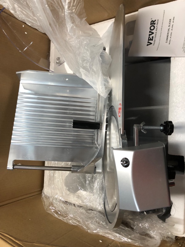 Photo 4 of **FULLY FUNCTIONAL-TESTED**
Commercial Meat Slicer, Electric Deli Food Slicer, Carbon Steel Blade Electric Food Slicer, 350-400RPM Meat Slicer, 0-0.6 inch Adjustable Thickness for Meat, Cheese, Veggies, Ham