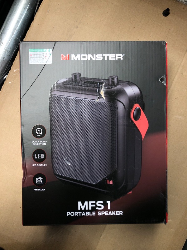 Photo 4 of (POWERS ON BUT NO SOUND) Monster MFS 1 Portable Bluetooth Speakers, Wireless Bluetooth Speaker with 40W Loud Stereo Sound, Outdoor Speakers with Handle, 12H Playtime, Supports TF Card, AUX for Outdoor