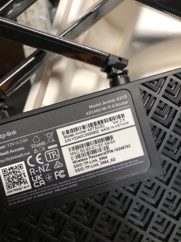Photo 1 of **MISSING POWER CABLE***
TP-Link Archer AX73 AX5400 Wireless Dual-Band Gigabit Router