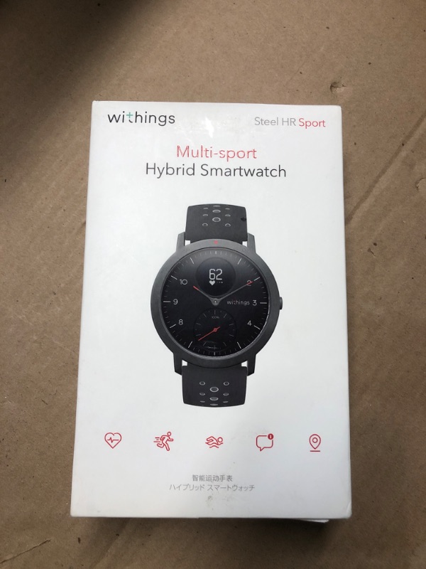 Photo 2 of **READ NOTES**
Withings Steel HR Sport - Multisport hybrid Smartwatch, connected GPS, heart rate, fitness level via VO2 max, activity and sleep tracking, notifications