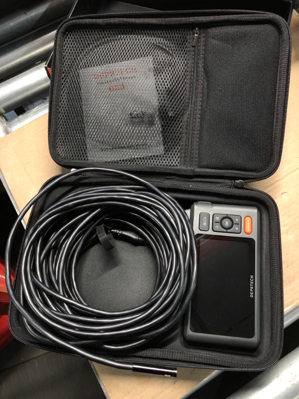 Photo 1 of Triple Lens Sewer Inspection Camera with 50FT Semi-Rigid Cable, DEPSTECH 5"IPS Screen Endoscope Camera with Lights, 1080P Industrial Borescope, Split Screen, Waterproof Drain Pipe Camera,Carrying Case