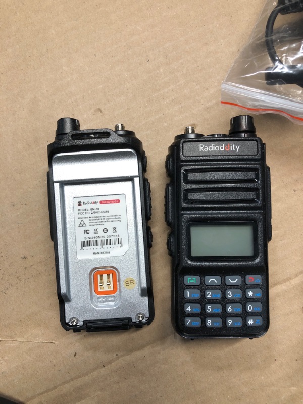 Photo 3 of ***(MISSING PARTS/ SEE NOTES) ***
2 Pack Radioddity GM-30 GMRS Radio, Handheld 5W Long Range Two Way Radio for Adults, GMRS Repeater Capable, Display Sync, USB Programming Cable + 2 Pack RD-203 Waterproof Speaker Mic