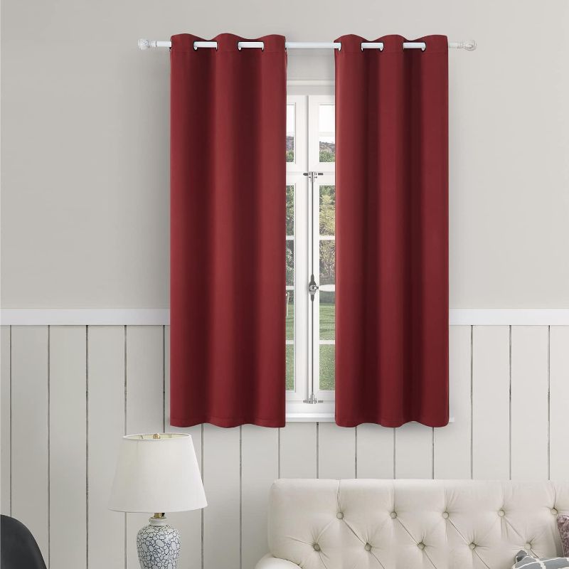 Photo 1 of Bedsure Blackout Curtains 63 inch Length 2 Panel Sets - Grommet Curtains for Living Room - Thermal Insulated Curtains for Bedroom (42×63,Burgundy Red)
