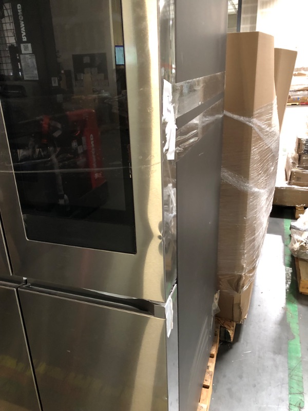 Photo 1 of **Truck or trailer pick up only*** Cosmetic Damage durring shipping See notes**Samsung Bespoke 36 in. 29.0 Cu. Ft. Fingerprint Resistant Stainless Steel French Door Refrigerator