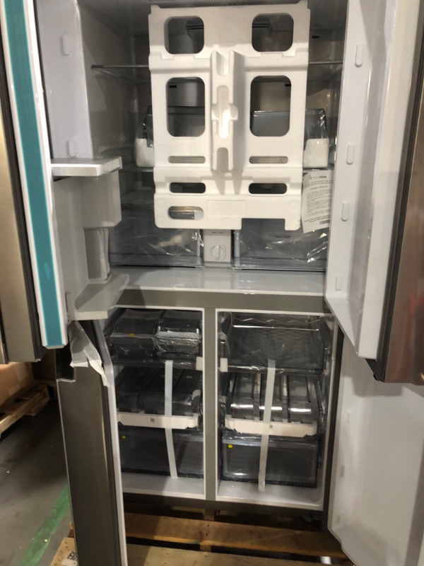 Photo 1 of **Truck or trailer pick up only*** Cosmetic Damage durring shipping See notes**Samsung Bespoke 36 in. 29.0 Cu. Ft. Fingerprint Resistant Stainless Steel French Door Refrigerator