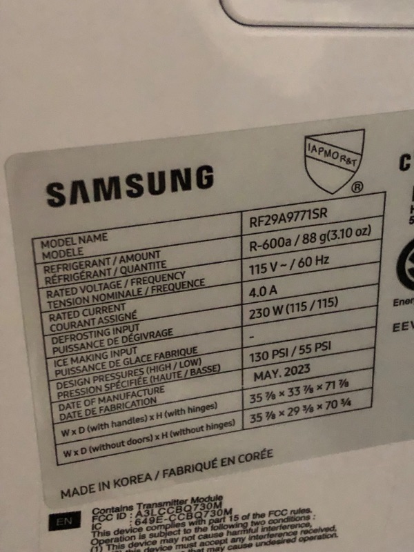 Photo 1 of **Truck or trailer pick up only*** Cosmetic Damage durring shipping See notes**Samsung Bespoke 36 in. 29.0 Cu. Ft. Fingerprint Resistant Stainless Steel French Door Refrigerator