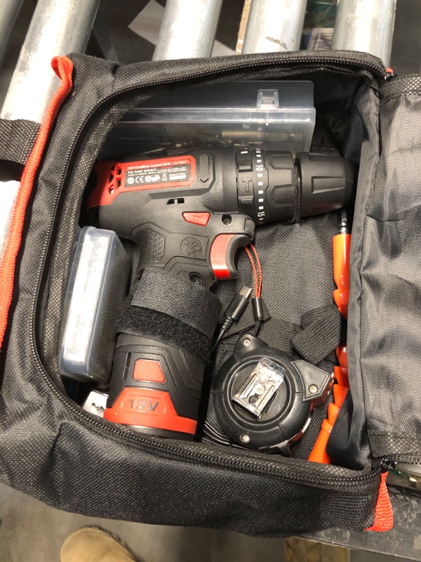 Photo 1 of PULITUO Cordless Drill Driver Set, 12V Electric Power Hand Drill Torque 310In.lbs with 21+1& Impact Level Setting, 3/8” Keyless Chuck, 2 Variable Speed Setting, 46 PCS Drill Bits Kit, Storage Bag