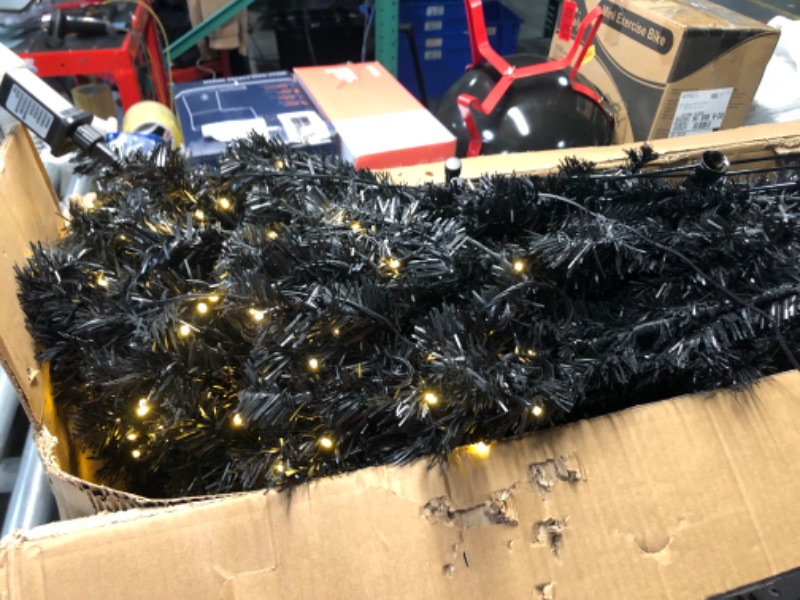 Photo 3 of ***USED - POWERS ON - UNABLE TO TEST FURTHER - LIKELY MISSING PARTS***
7.5FT Black Artificial Christmas Tree Prelit with 1600 PVC Branch Tips, Auto Hinges & 600 Lights & 9 Modes, Seasonal Holiday Party Decorations with Sturdy Metal Stand