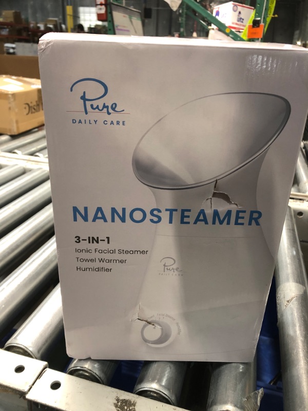 Photo 2 of ***USED - LIKELY MISSING PARTS - UNABLE TO TEST***
NanoSteamer Large 3-in-1 Nano Ionic Facial Steamer with Precise Temp Control - Humidifier - Unclogs Pores - Blackheads - Spa Quality - Bonus 5 Piece Stainless Steel Skin Kit (Silver)