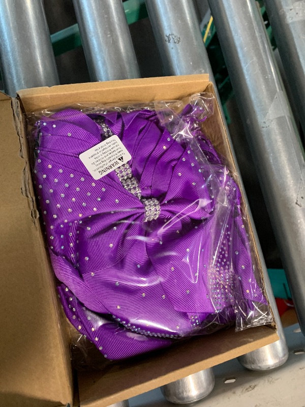 Photo 1 of ***THESE ARE PURPLE WITH DIAMOND STUDS AS IN CLERK PHOTO/STOCK PHOTO REFERENCE ONLY***12PCS Soccer Bows 8" Soccer Cheer Bow Large Girls Hair Bows Cheerleading Bows Bulk Elastic Band Ponytail Holder for Teen College Football Competition-White Blue