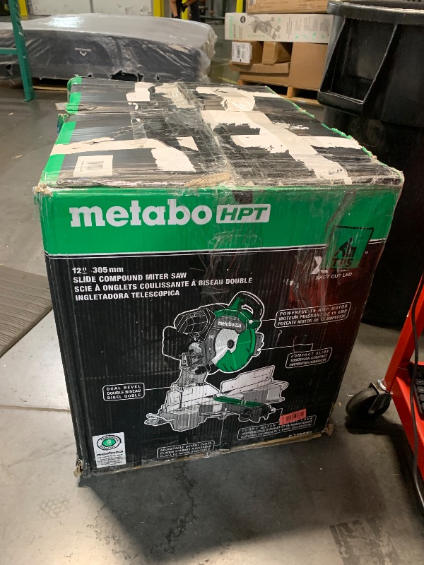 Photo 1 of (Damaged)(sold for parts/repair)  HPT 12-Inch Dual Bevel Sliding Miter Saw, 4000 RPM No-Load Speed, 45° Left and Right Bevel Range, Precision Miter Angles