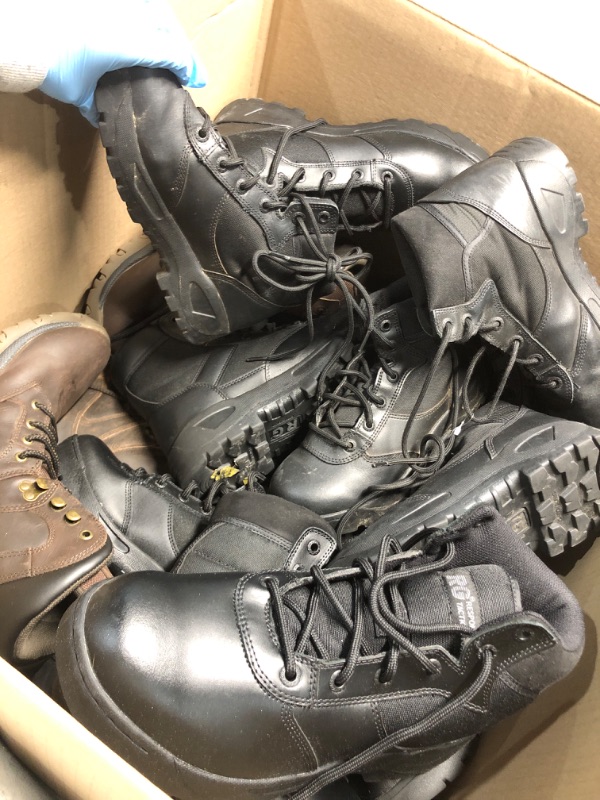 Photo 2 of * NO RETURNS* BUNDLE OF MENS BOOTS/ NEW AND USED - 10+ PAIRS, MULTI SIZES AND VARIETY.