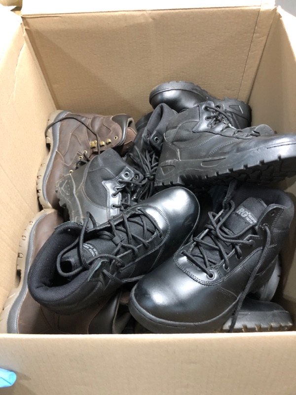 Photo 1 of * NO RETURNS* BUNDLE OF MENS BOOTS/ NEW AND USED - 10+ PAIRS, MULTI SIZES AND VARIETY.