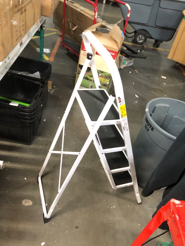 Photo 5 of ***DAMAGED - BENT - VERY UNSTABLE***
Soctone Step Ladder 4 Step Folding with Anti-Slip Pedal, Lightweight 4 Step Ladder with Handrails, 330 lbs Capacity Perfect for Kitchen & Household, White