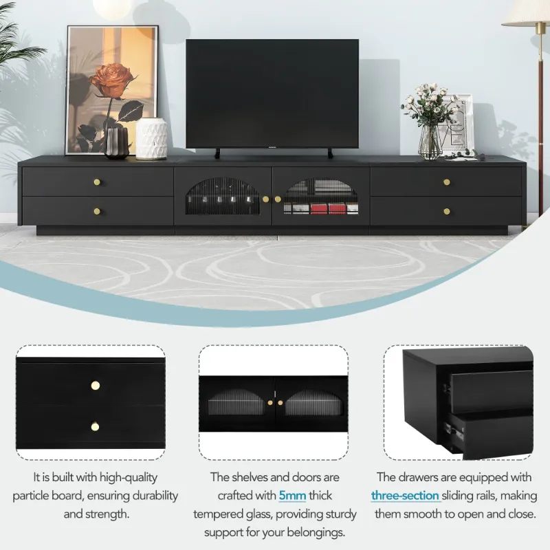 Photo 1 of *** PART ONLY*** ***NONREFUNABLE***DON'T HAVE MIDDLE PIECES*** ModernLuxe Modern/Contemporary Black Tv Stand Integrated Tv Moun