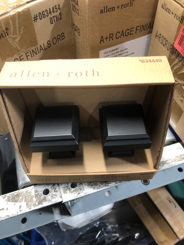 Photo 3 of *** FACTORY SEAL***Allen + Roth 4-Pack Matte Black Curtain Rod Finials 0634449 Model FSI 1904 MBLK