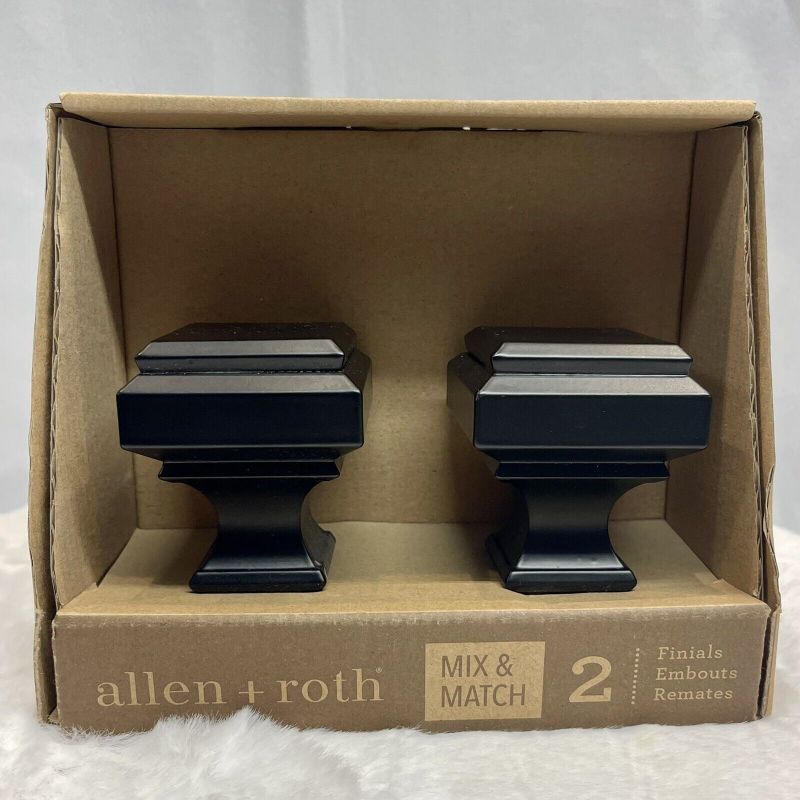 Photo 1 of *** FACTORY SEAL***Allen + Roth 4-Pack Matte Black Curtain Rod Finials 0634449 Model FSI 1904 MBLK