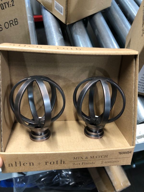 Photo 2 of *** FACTORY SEAL***allen + roth 4-Pack Oil-Rubbed Bronze Steel Curtain Rod Finials