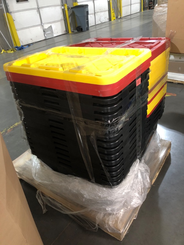 Photo 3 of *** TRUCK OR TRAILER PICK UP ONLY*** 20 LID AND BIN***27 Gal. Tough Storage Tote in Black and Yellow OR RED
