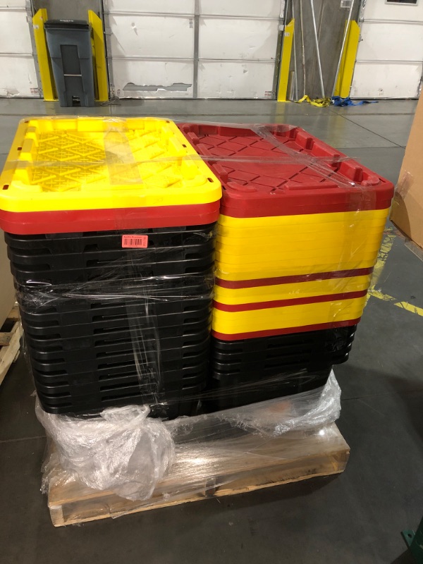 Photo 2 of *** TRUCK OR TRAILER PICK UP ONLY*** 20 LID AND BIN***27 Gal. Tough Storage Tote in Black and Yellow OR RED
