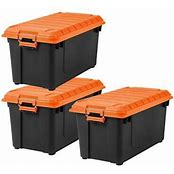 Photo 1 of 82 Qt./21 Gal. Heavy-duty Stackable Storage Tote in Black with Orange Lid - Set of 3