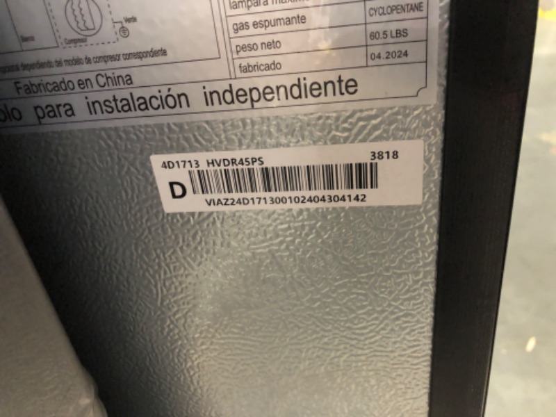 Photo 2 of  UNABLE TO TEST AFTER STAND FOR 24 HOURS**** MINOR SCRATCHES***4.5 cu. ft. 2-Door Mini Refrigerator in Platinum Steel with Freezer