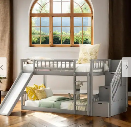 Photo 1 of *** PART ONLY__ SEE PHOTOS******NONREFUNABLE***BOX 2 OF 2 **Stairway Twin over Twin Bunk Bed with Two Drawers and Slide With Built-In Ladder And Staircase