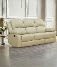 Photo 1 of ** TRUCK OR TRAILER PICK UP ONLY*** CAN'T TEST FUNTION OR POWER***Leather Recliner Sofa?Leather Reclining Sofa for Living Room Furniture Sets?Beige Wall Hugger Recliner Couch with Cupholder for Living Room/Office/Theater Seating(Sofa Recliner)