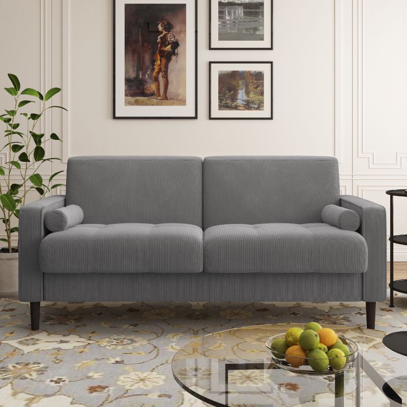 Photo 1 of *** PART ONLY__ SEE PHOTOS******NONREFUNABLE*** BOX 1 OF 2 Loveseat Sofa for Living Room Indoor 2-seater Sofa Small Couch for Bedroom Office, Light Grey