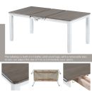 Photo 1 of  Dining Table Set w/ Extendable Table & 6 Upholstered Chairs (Brown+White