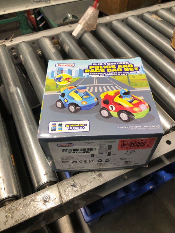 Photo 2 of *** FACTORY SEAL***Prextex Pack of 2 Cartoon R/C Police Car and Race Car Radio Control Toys for Kids- Each with Different Frequencies So Both Can Race Together