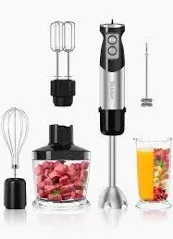 Photo 1 of *** PART ONLY__ SEE PHOTOS*** ***NONREFUNABLE*** ONLY THE HAND MIX NO ASSESSORY***Handor 6-in-1 Hand Immersion Blender, 1000W 12 Speed Handheld Blender with 600ml Beaker, 500ml Chopper, Egg Whisk, Milk Frother, Stainless Steel Blades for Soup, Smoothie, P